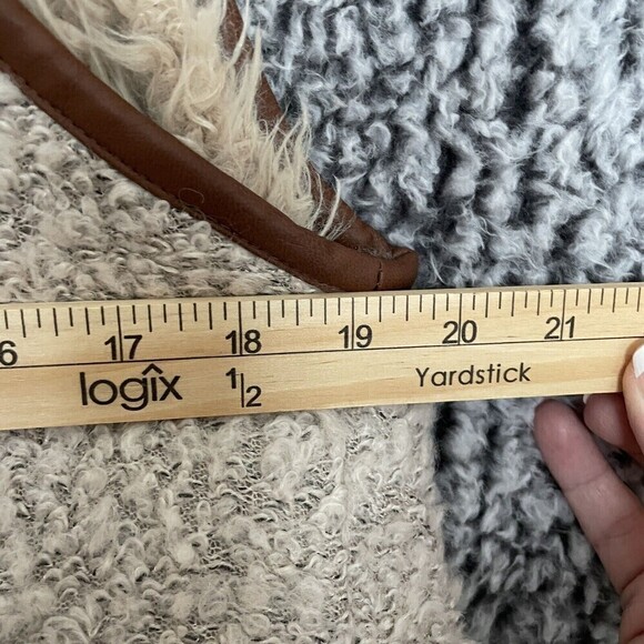 Love Tree Sherpa Vest Wool Blend w/ Vegan Leather Trim Ivory Women’s Large - Picture 10 of 12